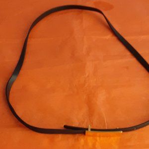 Slim Black Leather Belt with Gold plated bar